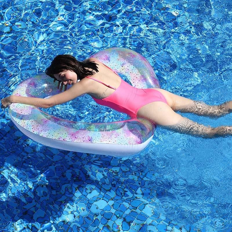 New Design PVC Summer Water Play Toys Inflatable Swimmin Pool Heart Swim Ring