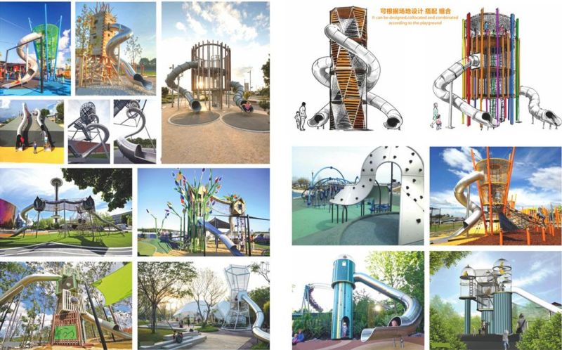 Outdoor Park Scenic Children′s Playground Equipment Stainless Steel Slide 22g