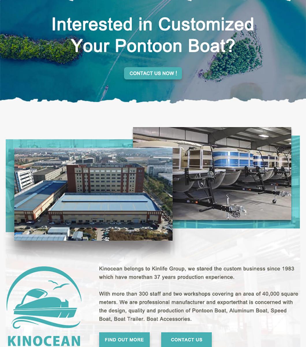 Kinocean 25FT Luxury Leisure Sightseeing 10 Person Party Barge Aluminum Pontoon Boats for Sale (EVA FLOOR)