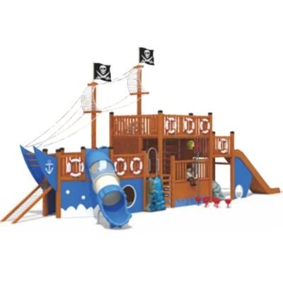 Kids Community Park Outdoor Playground Equipment Wooden Pirate Ship QS12