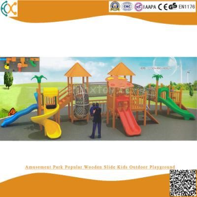 Amusement Park Popular Wooden Kids Outdoor Playground with Plastic Slide