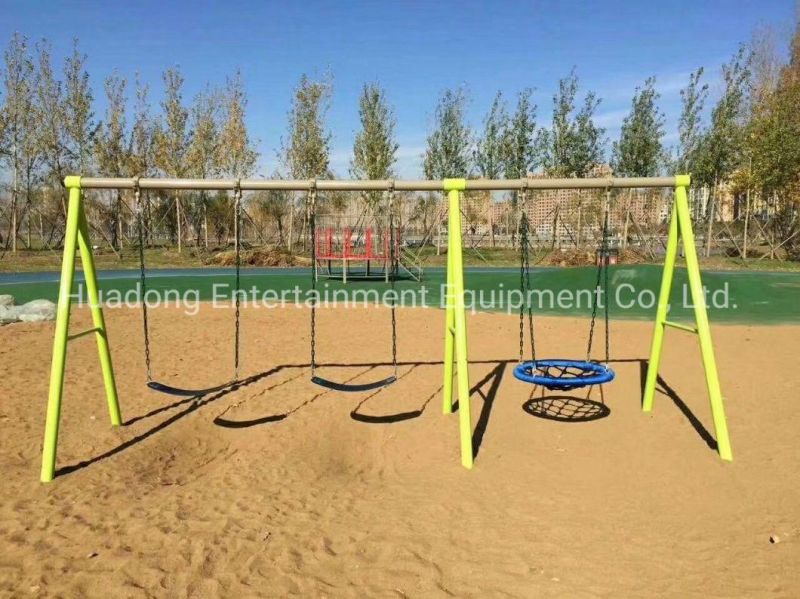 Outdoor Playground New Double Seat Kindergarten Swing Anti-Fading Stainless Chain Combination of Swing Set