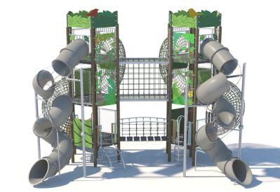Nature Play Children Outdoor Playground Jungle Tower with Spiral Tunnel Slide