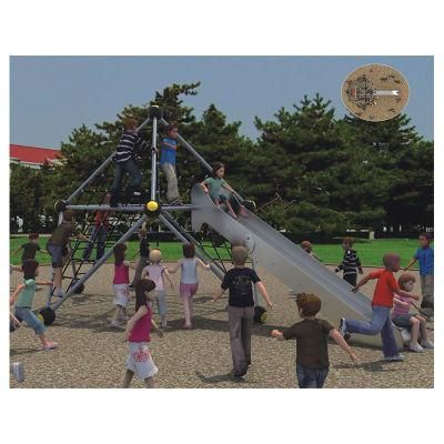 Discount Outdoor Kids Cargo Wire Net Tunnel Climbing Frame with Stainless Steel Slide
