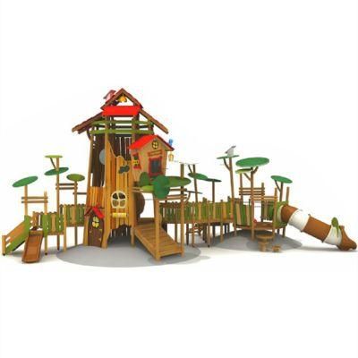 Park Kids Outdoor Playground Equipment Farm Village Wooden Slide Climbing