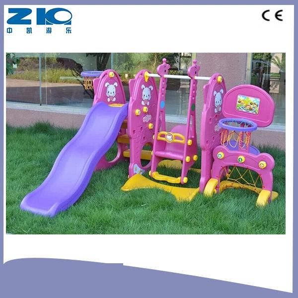 Children Indoor Playground Plastic Swing with Two Slide for Sale