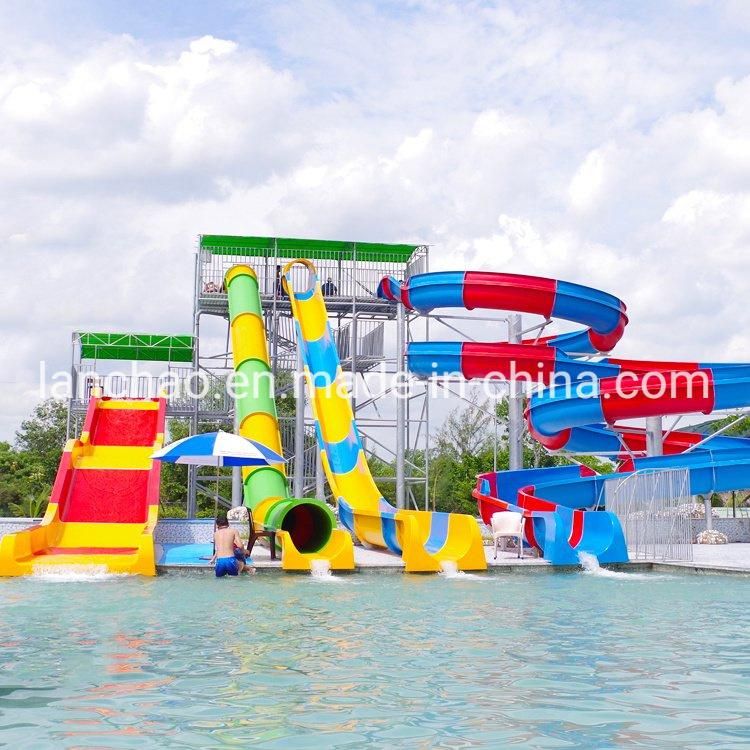 Swimming Pool Water Park Equipment Fiberglass Family Wide Slide