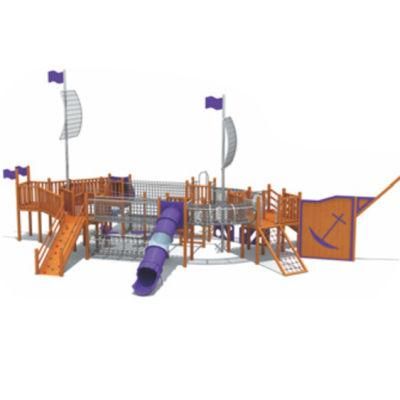 Kids Community Park Outdoor Playground Equipment Wooden Pirate Ship QS19