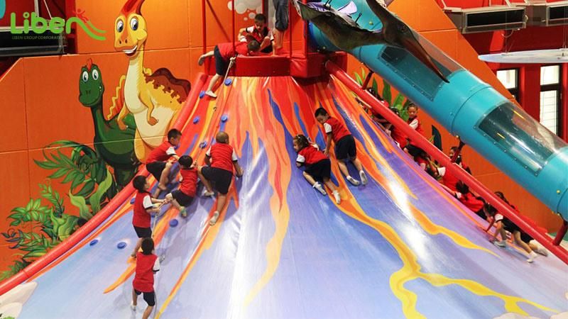 Kids Colorful Indoor Amusement Toy Volcano Climbing Wall Slide