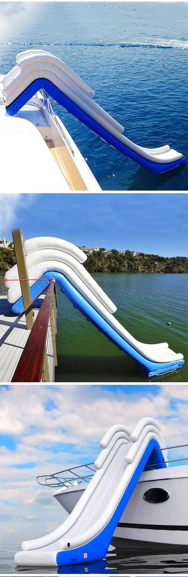 Floating Inflatable Yacht Water Slide / Boat Dock Slide for Water Games