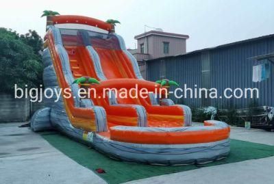 Popular Marble Color Palm Tree Theme Inflatable Water Slide Big Inflatable Slides with Pool
