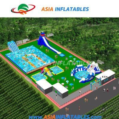 PVC Tarpaulin Inflatable Amusement Park with Slide, Inflatable Land Water Park on Land