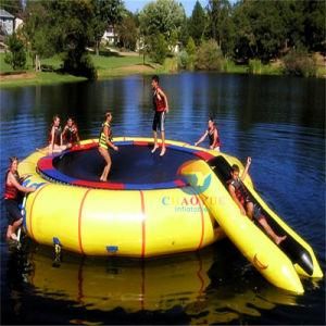 Customized Inflatable Floating Water Trampoline with Slide for Water Park