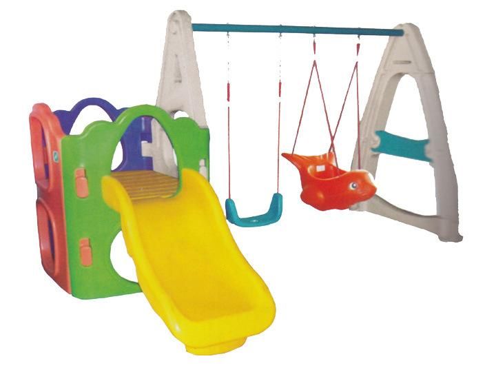 Kids Backyard Plastic Playground with Swing Sets and Slide