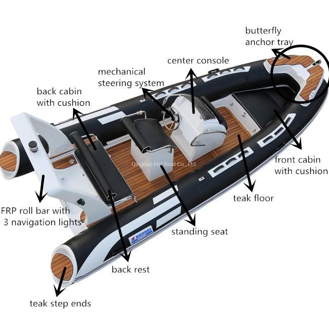New Boat Style CE 17feet 5.2m Fiberglass Deep V Hull Inflatable Fishing Boat Luxury Rib Boat Outboard Motor Sports Boat Hypalon Boat Fishing Boat