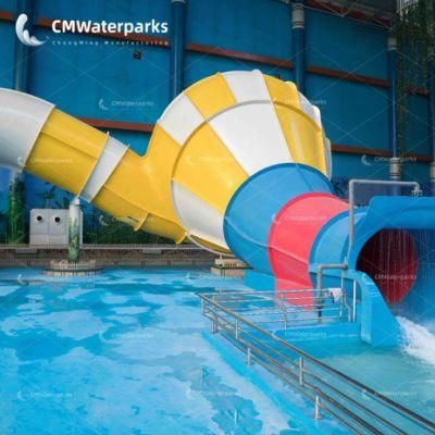 Most Popular Water Park Equipment out Door Play Aqua Park Fiberglass Water Slide Super Speaker Slide