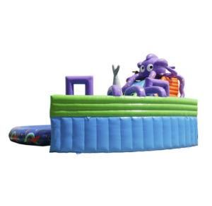 Beach Octopus Theme Ground Inflatable Water Park with Pool and Slide for Kids