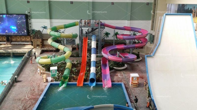 Customized Fiberglass Water Slide Linghai Jiuhua Spring Hotel Water Park