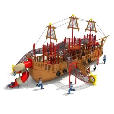 Large Outdoor Children Wooden Playground Equipment with Climbing Net
