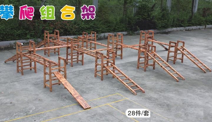 Customized Kindergarten Outdoor Wooden Backyard Playsets Climbing Frame for Kids