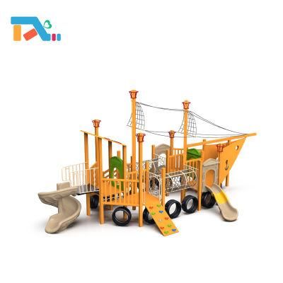 Creative Sloping House Series Children Wooden Playground with Tubular Slide