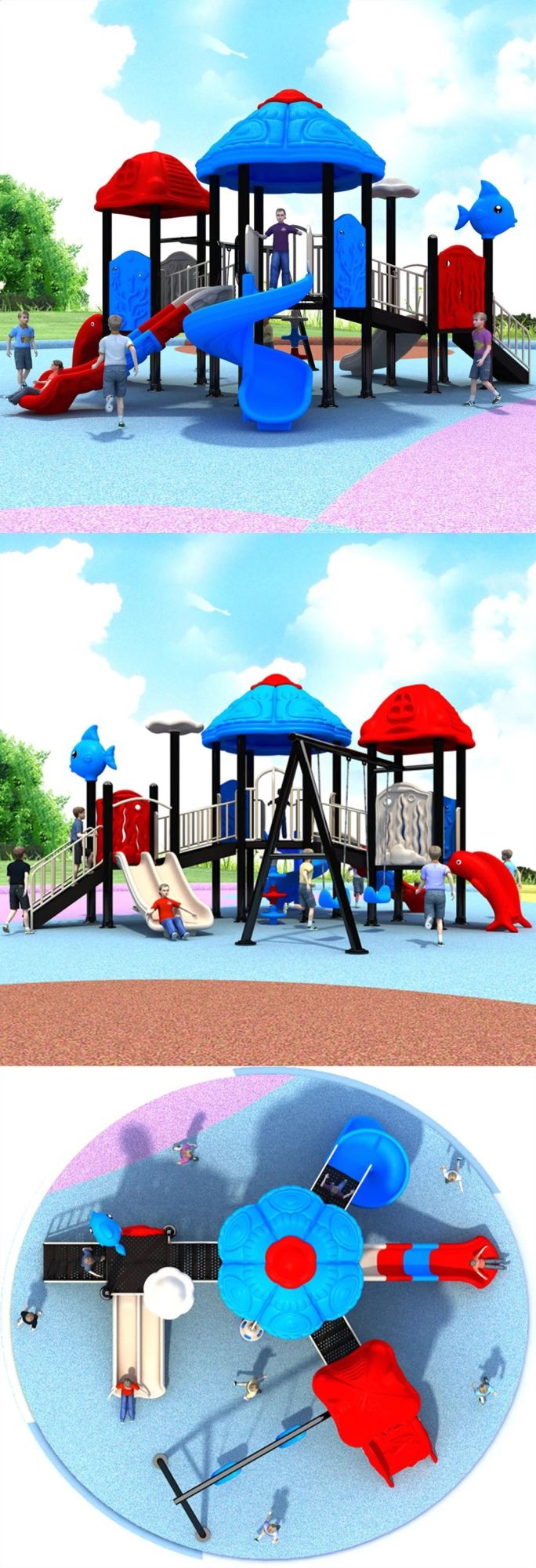 Kindergarten Kids Outdoor Playground Plastic Slides Children′s Amusement Park Equipment