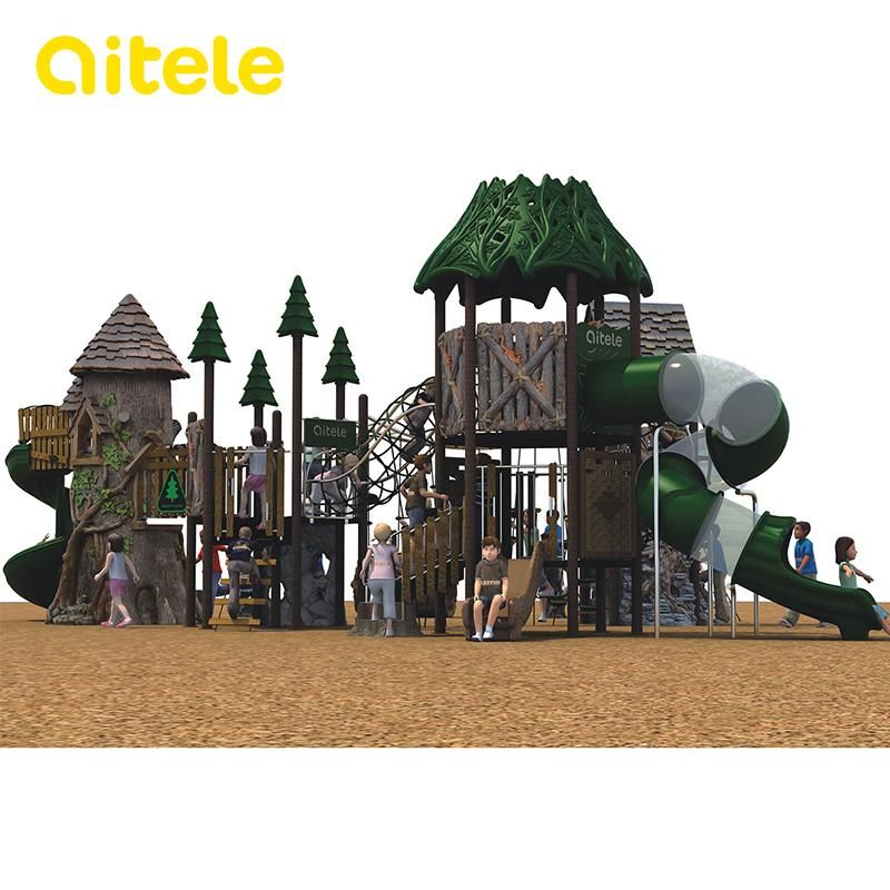 Resin Kids / Children Outdoor Playground Equipment with Tunnel Slide
