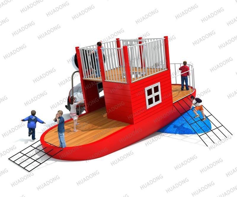 Children Outdoor Playground Wooden Ship Shape Amusement Equipment