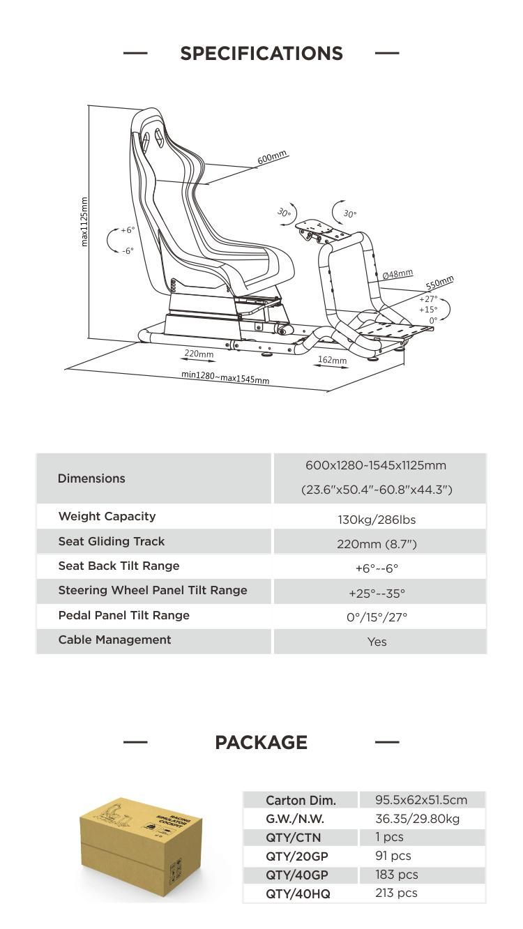 Gaming Chair Racing Seat Simulator