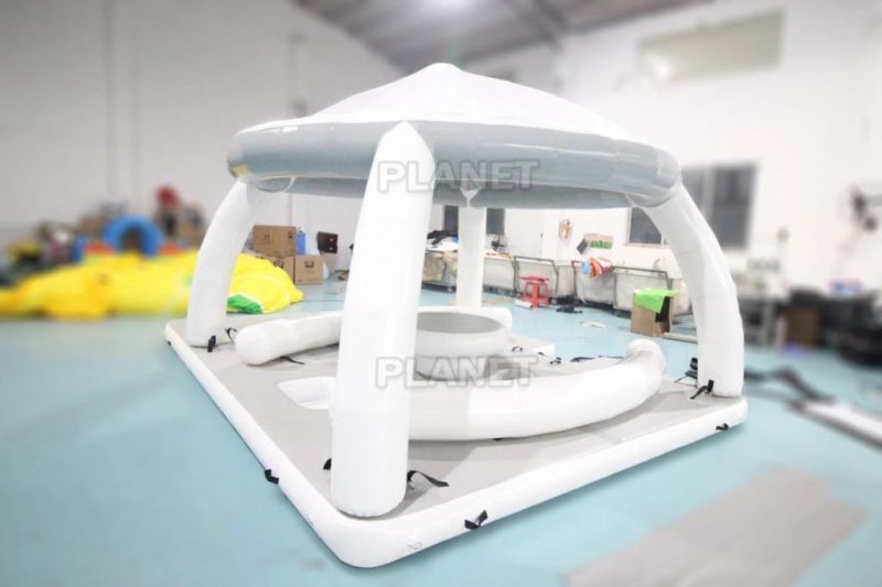 Dwf Leisure Summer Inflatable Floating Water Island Platform Tent