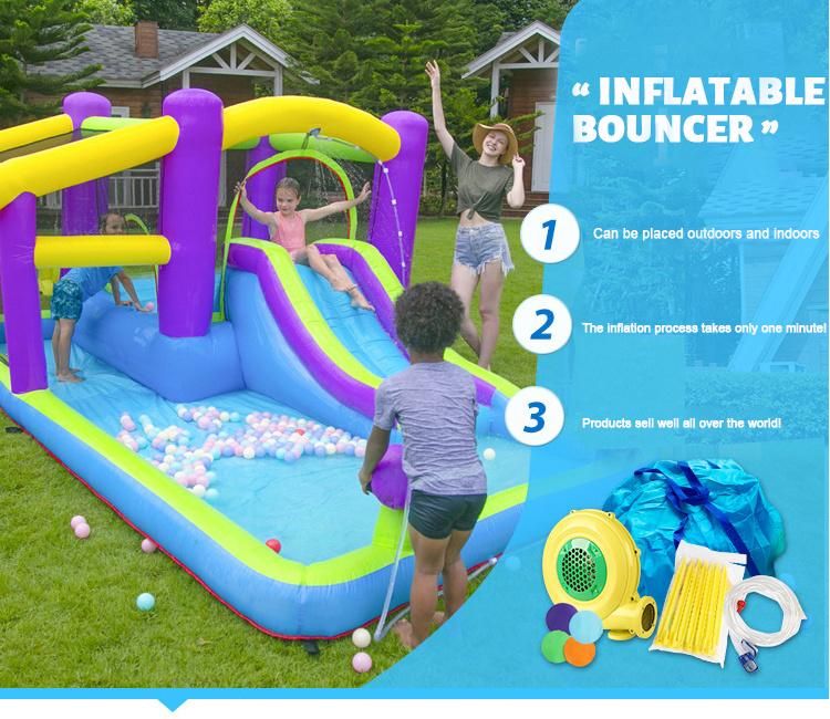 Inflatable Bouncer with Slide and Pool for Kids