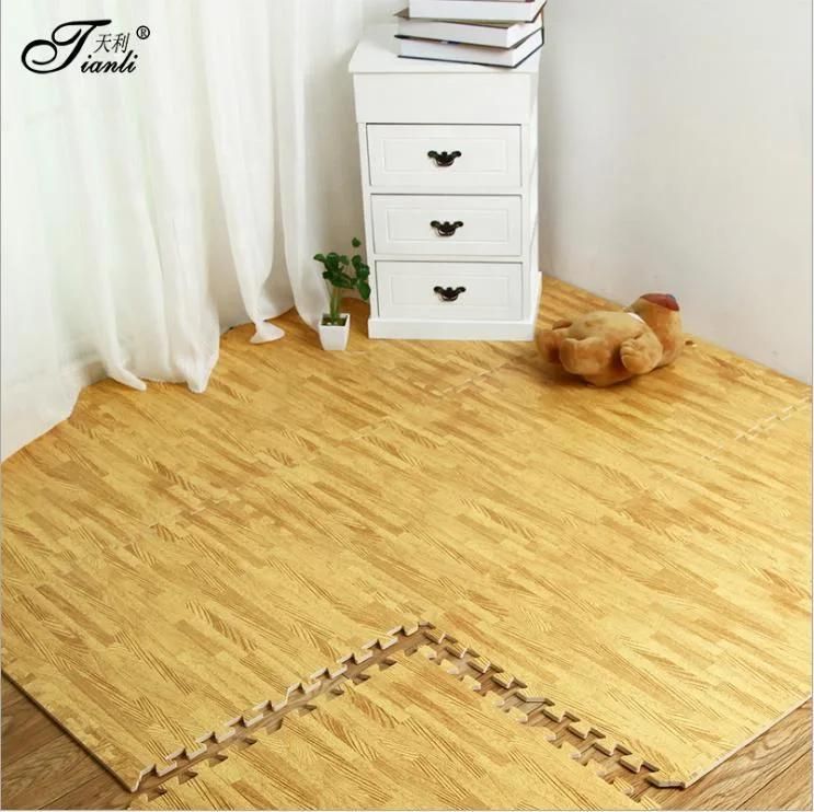 Home Use EVA Puzzle Mat with Wood Grain Pattern Cushioned Floor Mat