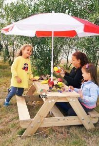 Kids Outdoor Playground Equipment Children Outdoor Wooden Bench with Umbrella