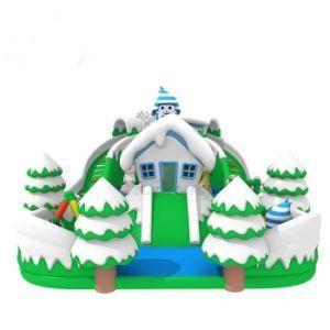 Kids Christmas Toys Snow Theme and Santa Claus Inflatable Christmas Slide