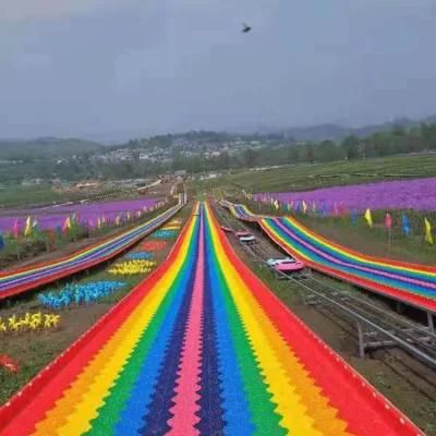 Outdoor Playground Plastic Rainbow Slide Fun Park Equipment for Amusement Park