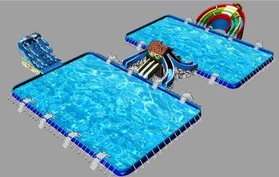 Shark Theme Mobile Inflatable Water Park in Outdoor
