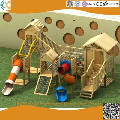 High Quality Design Wooden Kindergarten Game Equipment Kids Outdoor Slide Playground