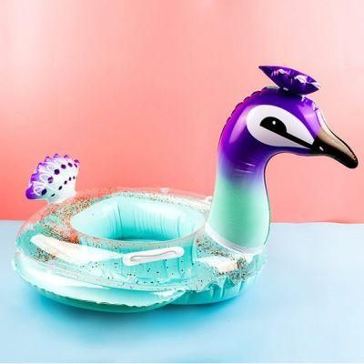Children&prime;s Inflatable Sequins Swimming Boat with Handle PVC Thick Cartoon Swimming Ring