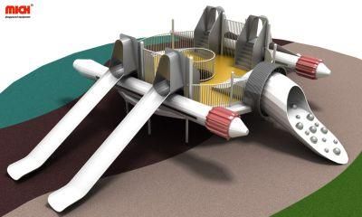Spacecraft Shaped 2 Levels Children Outdoor Playground Structure