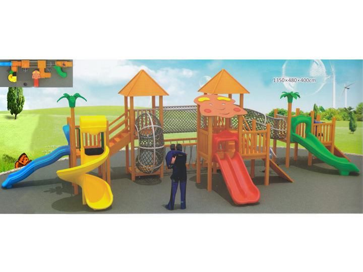 Amusement Park Popular Wooden Kids Outdoor Playground with Plastic Slide