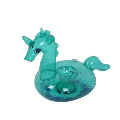 Blue Transparent Inflatable Unicorn Water Cup Holder PVC Swimming Pool