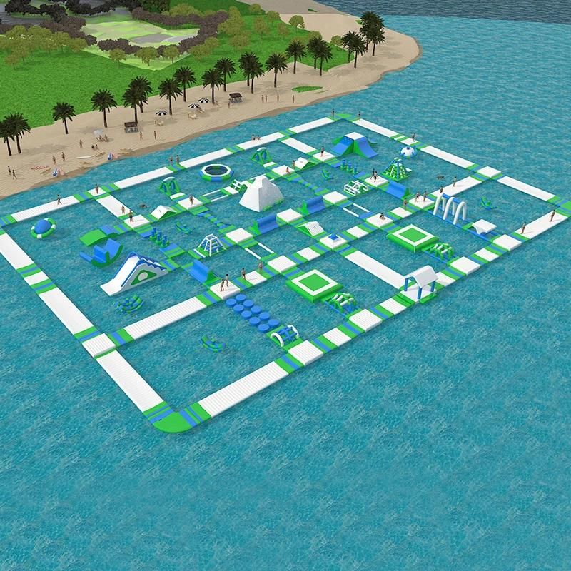 70m X 50m Inflatable Aqua Park Adult and Kids Size Floating Water Park, Outdoor Public Water Game