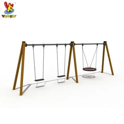 Kids Outdoor Playground Wooden Swing Playset for Garden