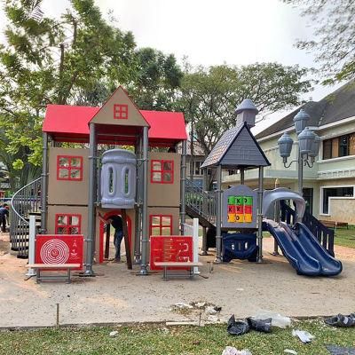 Kids Theme Outdoor Playground Plastic Slides Villa Style Play House