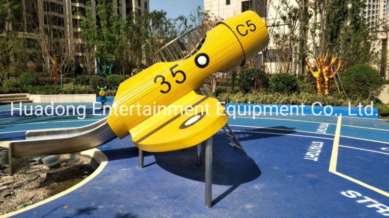 New Design Manufacturer for Children Kids Outdoor/Indoor Playground Wooden Series Customize Type Airplane Stainless Steel Slide