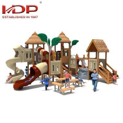 Children Wooden Outdoor Playground Castle Theme Amusement Slides Equipment