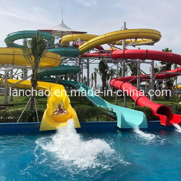 Open Rafting Closed Spiral Adult Fiberglass Water Park Slide Facility