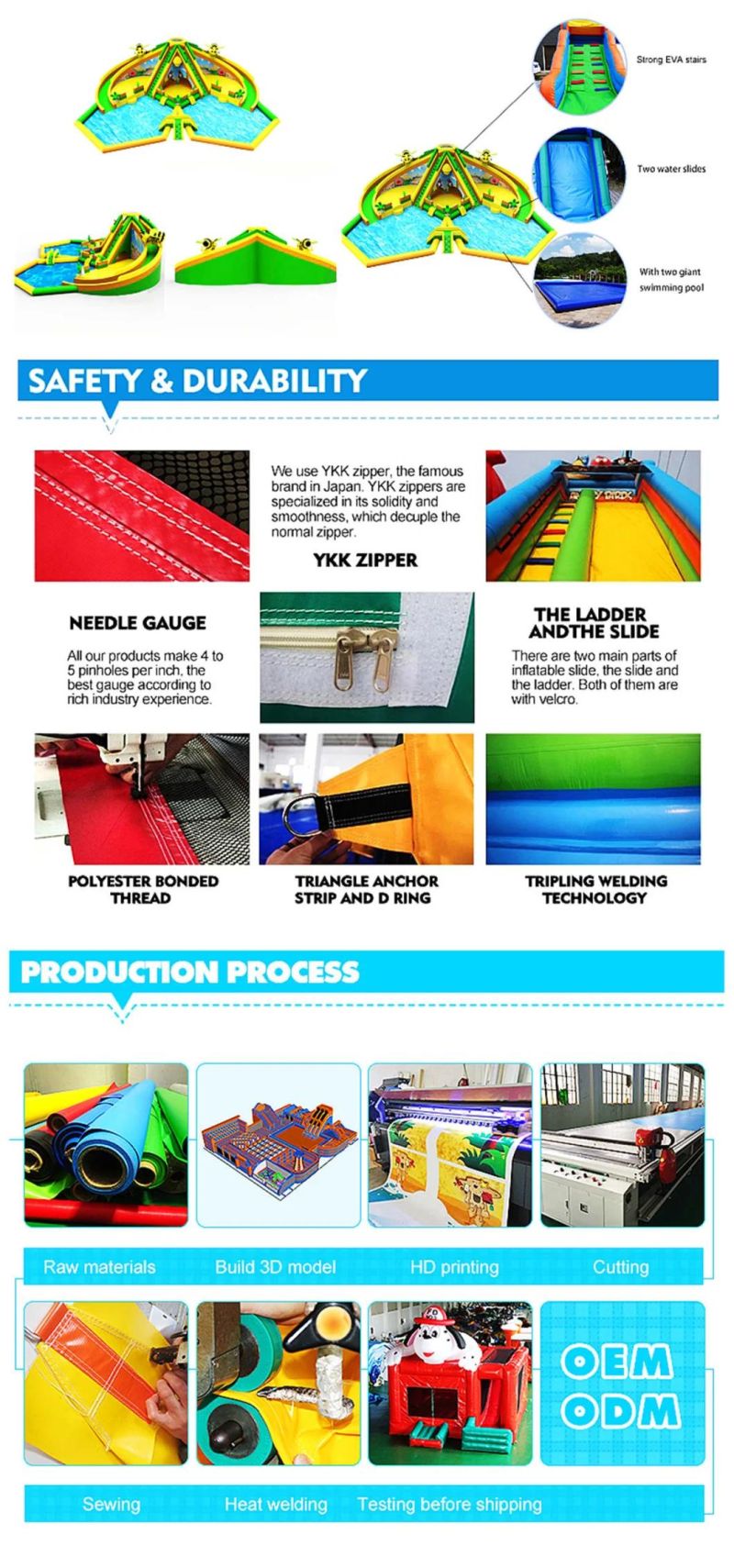Giant Land Inflatable Water Play Equipment Park Inflatable Pool Waterpark Slide for Kids Adults