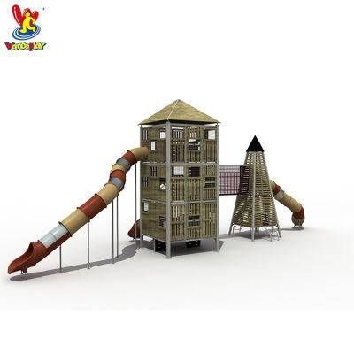Kids Large Outdoor Wooden Playground Slide Climbing Exercise Equipment
