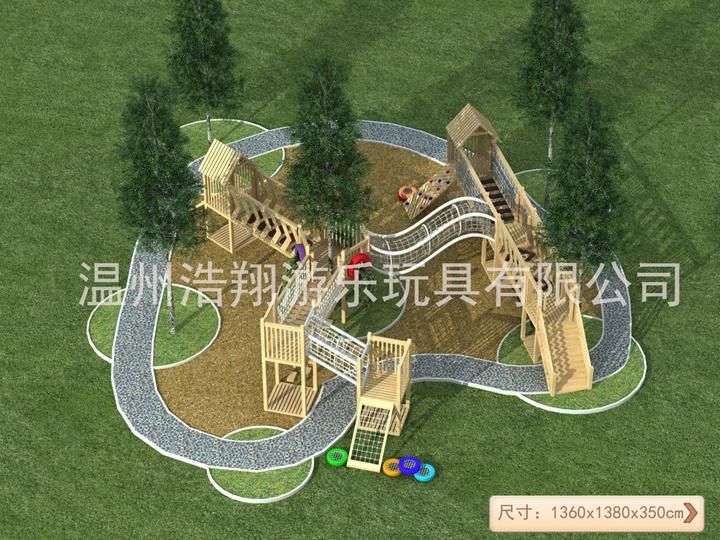 Preschool Outdoor Adventure Wooden Playground for Children